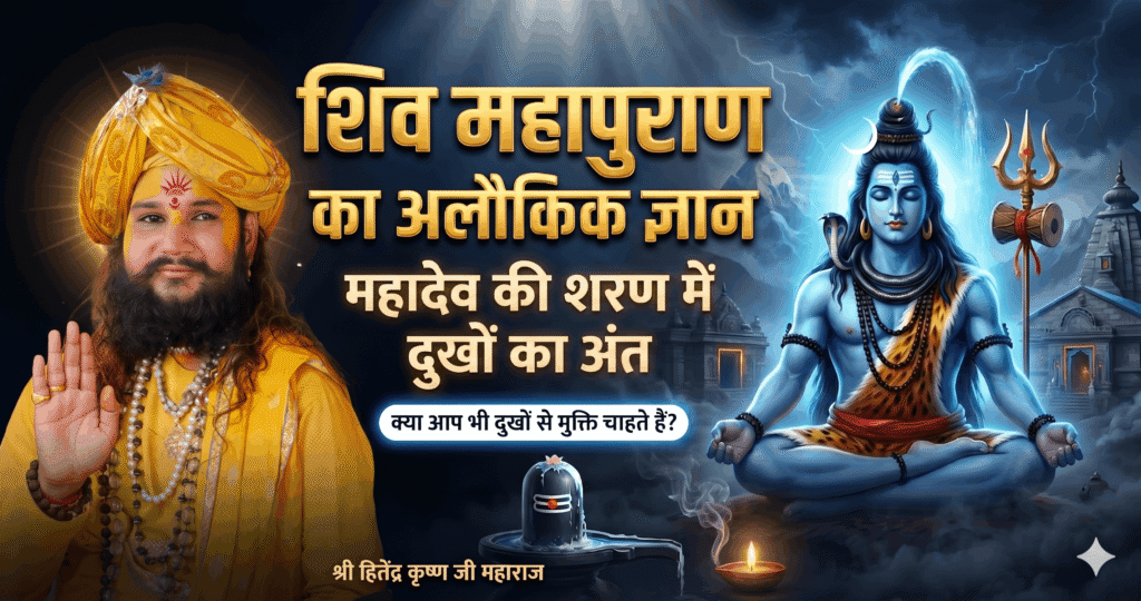 Shri Hitendra Krishna Ji Maharaj performing Shiv Puran Katha and Rudrabhishek at Guru Grah Seva Dham